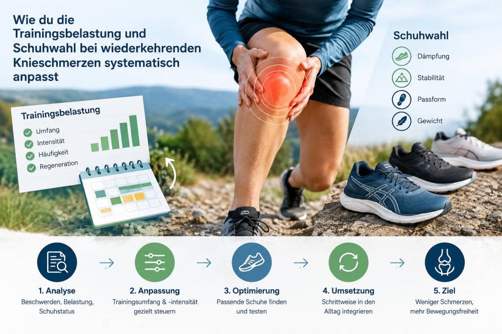 Wie du trainingsbelastung und schuhwahl bei wiederkehrenden knieschmerzen systematisch anpasst